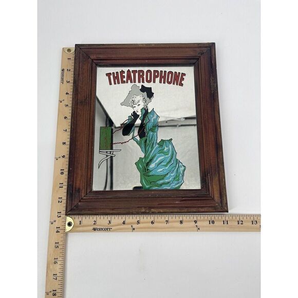 Rare Vintage Jules Cheret Theatrophone Advertisement Framed Mirror - Picture 2 of 4